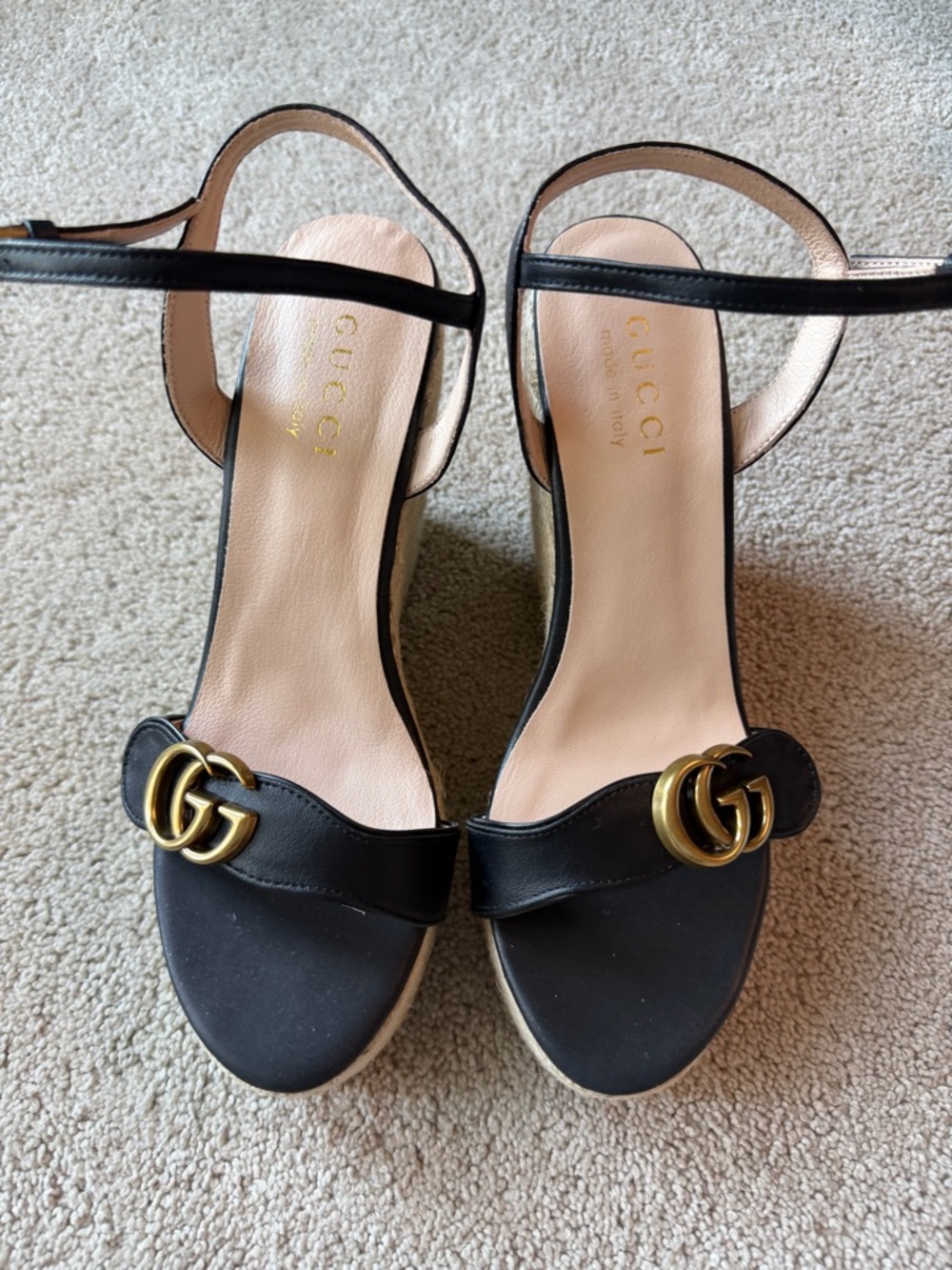 Gucci Black Espadrille Sandals wedge - Picture 9 of 12